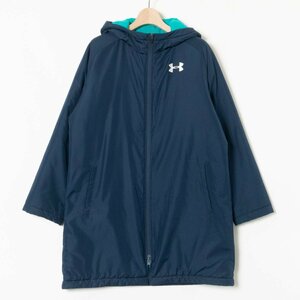 UNDER ARMOUR 裏フリースコート アンダーアーマー ネイビー スポーツ 防寒 ロゴ プリント 中綿 ポリエステル 子供 ジュニア 秋冬 160cm