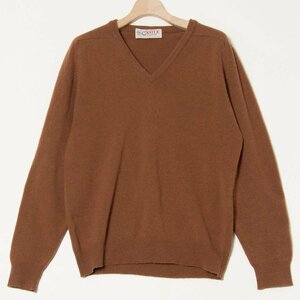 アイルランド製 CASTLE KNITWEAR キャッスル ニットウエア プルオーバー Vネック サイズ42 茶色/ブラウン 秋冬 トップス ユニセックス 古着