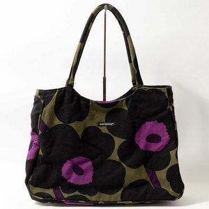 marimekko マリメッコ トートバッグ ブラック 黒 パープル 紫 カーキ キャンバス 花柄 ウニッコ レディース 手さげ 大容量 北欧 bag 鞄