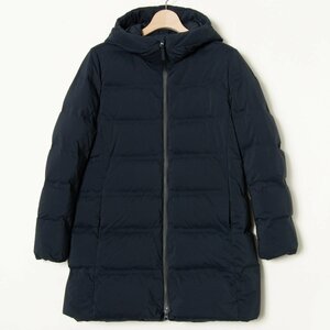 【1円スタート】UNIQLO ユニクロ 212-409124 シームレスダウンショートコート フード付き 定番 カジュアル 防寒 撥水 ベーシック 紺 L