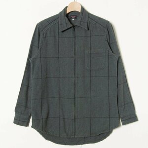 ポール・スミス Paul Smith ブラック BLACK ジップアップ ネル シャツ 長袖 ウール混 チェック グレー 灰色 M メンズ 紳士 男性 カジュアル