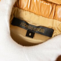 【1円スタート】roberto cavalli ロベルトカヴァリ レザーフレアスカート ミディ丈 本革 リアルレザー クラシカル 黄土色 S イタリア製_画像7