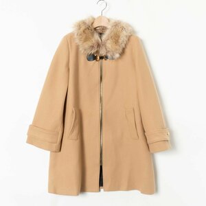 タグ付き 未使用 ZARA ザラ 2WAY フェイクファーカラージャケット ノーカラーコート アウター USA L ウール ベージュ 綺麗め カジュアル