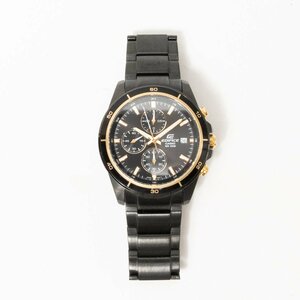 【1円スタート】動作未確認 CASIO EDIFICE カシオ エディフィス WR 100M 腕時計 EFR‐526 ステンレス メンズ クォーツ ブラック ゴールド