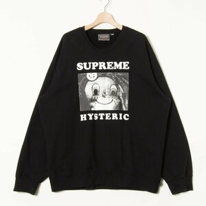 【1円スタート】HYSTERIC GLAMOUR × Supreme ヒステリックグラマー シュプリーム 裏起毛トレーナー スウェット 黒 XL カナダ製 メンズ