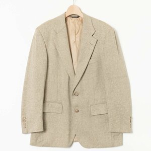 ランバン LANVIN ツイード 2ボタン テーラードジャケット USA製 ベージュ メンズ 紳士 男性 古着 大人 シンプル 無地 綺麗め カジュアル