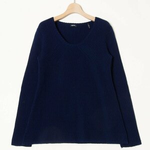 【1円スタート】JIL SANDER NAVY ジルサンダー Aライン長袖セーター ニット トップス ウール100％ きれいめカジュアル 青 ブルー L