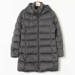 UNIQLO ダウンコート ユニクロ ダーク杢グレー アウター フード脱着 シンプル ジップアップ 中綿 ダウン80% フェザー20％ 定番 防寒 秋冬 L