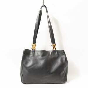 Paloma Picasso パロマピカソ イタリア製 レザー トートバッグ 鞄 ファッション小物 服飾小物 大容量 無地 革 ブラック 黒 綺麗め