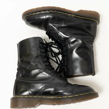 【1円スタート】Dr.Martens ドクターマーチン 10ホールブーツ 革靴 レースアップ ブラック 黒 イギリス製 イエローステッチ レザー_画像4