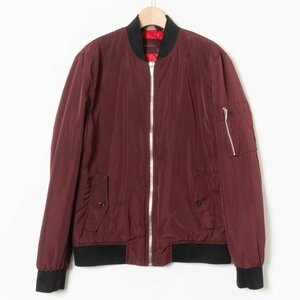 ZARA MEN BASIC ジップアップブルゾン ザラ アウター カジュアル シンプル MA-1 上着 ボルドー エンジ メンズ 紳士 men's 秋冬 USAサイズM