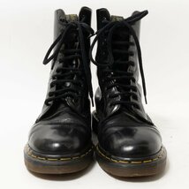 【1円スタート】Dr.Martens ドクターマーチン 10ホールブーツ 革靴 レースアップ ブラック 黒 イギリス製 イエローステッチ レザー_画像3