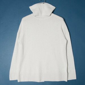 【1円スタート】UNTITLED アンタイトル カシミヤ100％ オフタートル長袖セーター 後スリット ニット トップス フェミニン 薄灰色 2