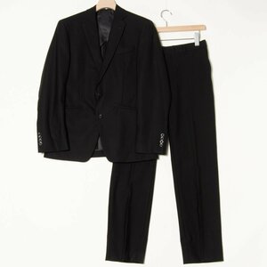 THE SUIT COMPANY スーツカンパニー セットアップ 上下セット シングル サイズA5 背抜き 黒/ブラック ウール メンズ フォーマル 紳士 古着