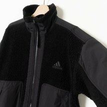 adidas ボアジップアップジャケット アディダス アウター ブラック 異素材コンビ スポーティ カジュアル ポリエステル 秋冬 メンズ men's M_画像2