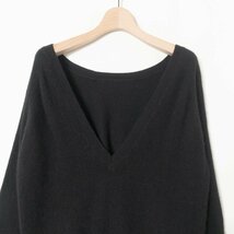 360 SWEATER ニット 長袖 セーター 無地 トップス カットソー Mサイズ カシミヤ100% ブラック 黒 綺麗め シンプル カジュアル 秋冬_画像3