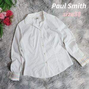 Paul Smith 袖口カラーテープ飾り・長袖シャツ・ブラウス白 表記サイズ38 M 82404