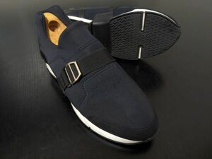 美品 エルメス 40 HERMES コンビレザー サイドストラップ スニーカー 濃紺 7918