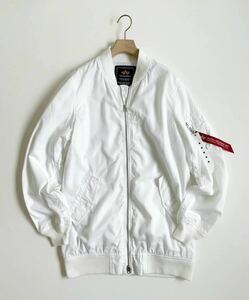 2349 ALPHA INDUSTRIES アルファインダストリーズ M ナイロン ジャケット ブルゾン ジップ メンズ MA-1 白 ロング BC別注 ALPHA/アルファ