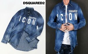 ★ 国内正規品 DSQUARED2 ICON Western Denim Shirt S79DL0001ディースクエアード ダメージ、リペア、クラッシュ加工デニムシャツ 46 MO-12