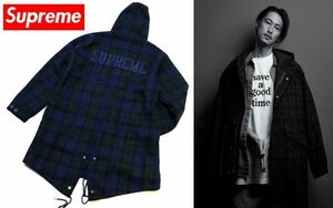 正規品 Supreme Wool Fishtail Parka Harris Tweed シュプリーム ロゴ チェックウール フィッシュテール モッズコート L 窪塚着 S-7