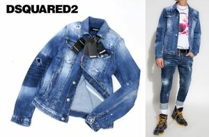 国内正規品 23SS DSQUARED2 CLASSIC JEAN JACKET S71AN0415 ディースクエアード ダメージ、クラッシュ加工デニムジャケット gジャン48ST-16