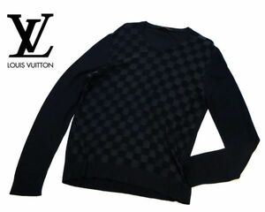 国内正規品 Louis Vuitton MEN SILK100% ダミエグラフィット クルーネックセーター ルイヴィトン シルク 総柄 SWEATER M イタリア製 JZ-20