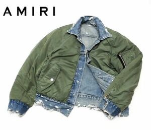 国内正規 AMIRI Reversible Tucker Bomber アミリ 中綿入り クラッシュ加工 リバーシブルデニムジャケット MA-1 ボンバー Gジャン S JA-11