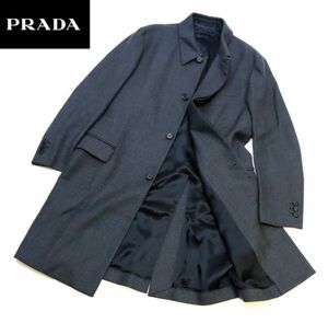 国内正規品 PRADA 比翼仕立て ウール ステンカラーコート プラダ WOOL COAT オーバーコート チェスター スーツ ビジネス 52イタリア製 S-27