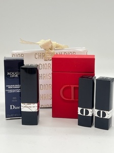 S3153【未使用/3点セット】Christian Dior ルージュ ディオール リップ クリーム 999S サテン 999V ベルベット 665 レヴェ 口紅 化粧品 ■