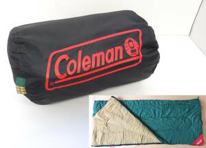 コールマン スリーピングバッグ シュラフ 封筒型 寝袋 Coleman SLEEPING BAG グリーン＆黄色チェック柄 180cm×80cm アウトドア キャンプ