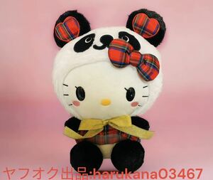 非売品　 Hello Kitty ハローキティ　 パンダ ヒラヒラチェック BIG ぬいぐるみ　 サンリオ SANRIO 2011年 景品 赤チェック 日本限定