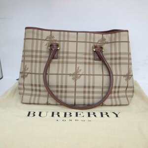 C289T【本物保証】 BURBERRY バーバリー ホースフェリーチェック トートバッグ ショルダーバッグ キャンバス×レザー