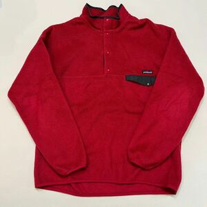 H74 Редкая 90 -х Американская Патагония Sinchilla Snap Fleece Fleece Jacket Red XXL Snap T Patagonia USA Vintage 90S