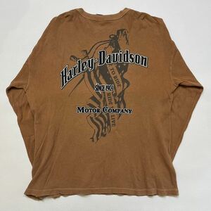 h237 HARLEY DAVIDSON BIKER BLUES ビッグ サーマル LS TEE BIG ハーレーダビッドソン ブラウン ロンT シャツ