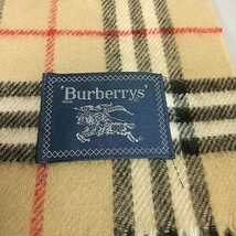 378●同梱NG Burberrys ノバチェック ひざ掛け 65×120cm (房込み) ウール100％ 西川産業 日本製 ホースマーク刺繍 ブランケット ベージュ_画像4