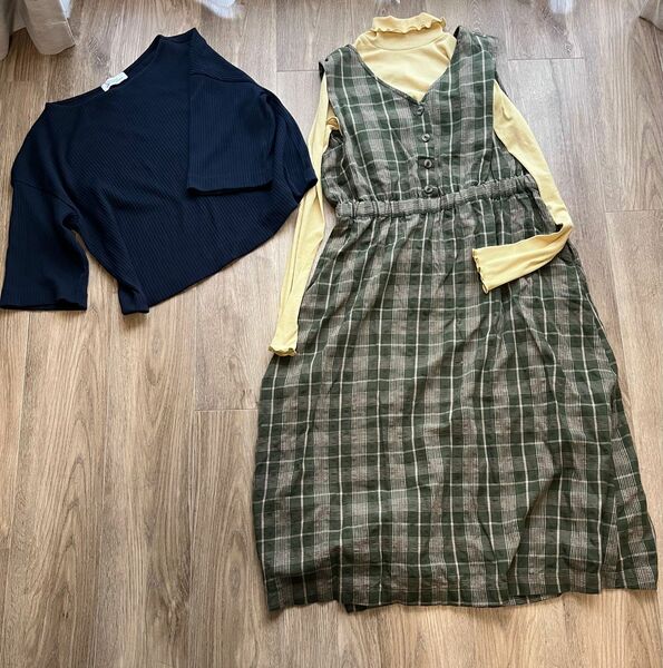 レディース服　トップス　ジャンパースカート カットソー 3点まとめ売り　S〜Mサイズ　秋冬