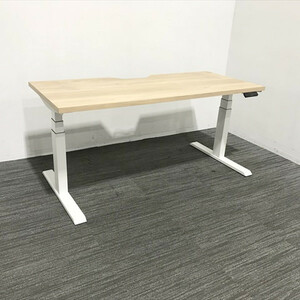  flat desk office desk W1600 tabletop electric going up and down type drawer less plain plain * used DH-860951B