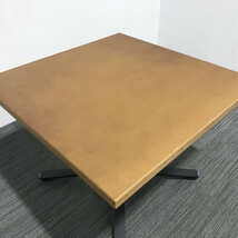 ミーティングテーブル 完成品 角テーブル キャスター付 ブラウン W1000 D1000 H730 中古 TM-861534C_画像2