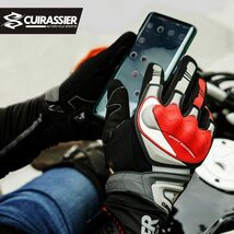 Lサイズ バイク グローブ L レッド 赤 あか 手袋 バイク用 オートバイ 春 夏 ナックルガード スマホ スマホタッチ UX-100 CUIRASSER_画像2