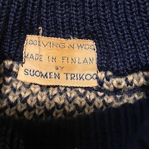 1950's ヴィンテージ ノルディック セーター ビンテージ モックネック ニット フィンランド製 1950年代 古着 ブルー グレー ウール Wool