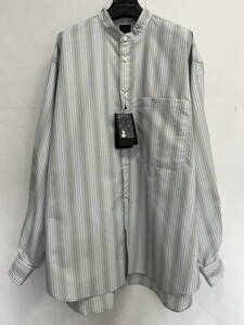 【未使用 M】 DAIWA PIER39 ダイワピア39 バンドカラーシャツ 長袖 Stripe (SAX)