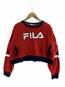 FILA フィラ 裏起毛 ロゴ ショート丈 スウェット size18/赤系 ◇■ ☆ dkc7 レディース