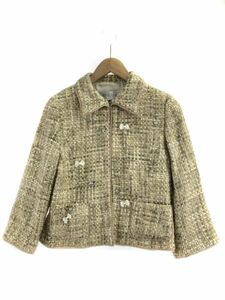 BALLSEY Ballsey Tomorrowland wool . tweed biju- jacket size38/ beige *# * dla4 lady's 