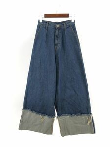 MURUA ムルーア 折り返し ワイド デニムパンツ sizeS/青 ■■ ☆ dlb1 レディース