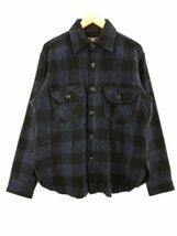 Johnson Woolen Mills ジョンソン ウォーレン ミルズ チェック シャツ 紺×黒 ◆■ ☆ dlb8 メンズ_画像1