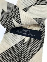 SHIPS シップス シルク100% ストライプ ネクタイ 黒×白 ■■ ☆ dlb8 メンズ_画像3