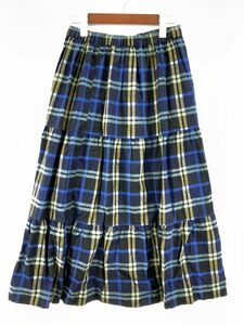  beautiful goods ELLE L tag attaching check skirt sizeM/ navy blue *# * dlc5 lady's 