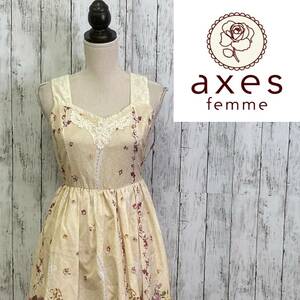 axes femme★アクシーズファム★転写風パネル花柄ワンピース★サイズM　54-115