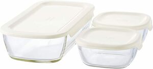 HARIO( HARIO ) start  King heat-resisting glass container S 3 piece set made in Japan KSTL-S-2508-OW